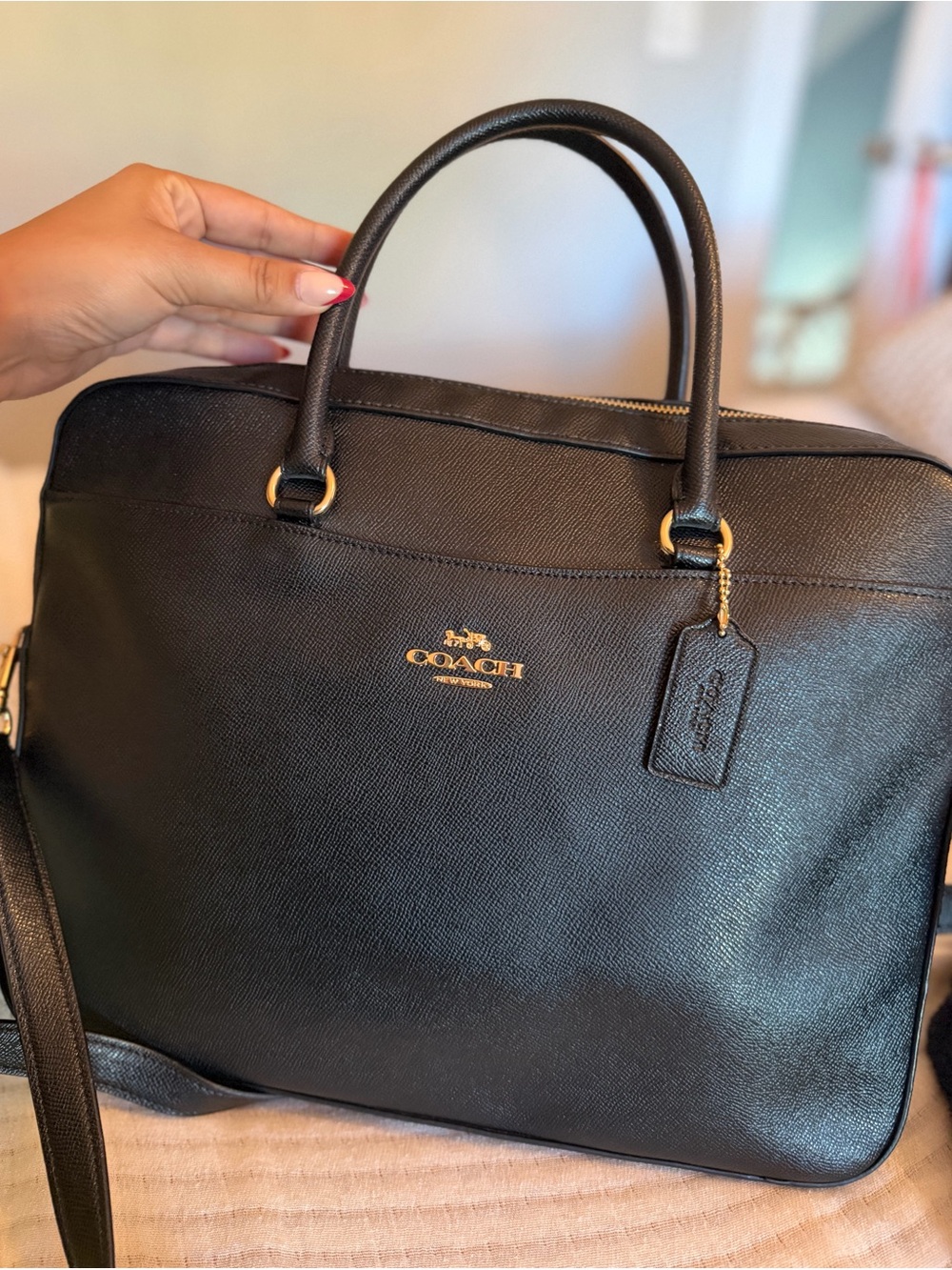Coach Black Leather Laptop and Crossbody Bag